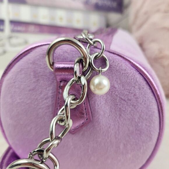 {Juicy Couture} Purple {Pearls} Velour Barrel Bag - Picture 5 of 5